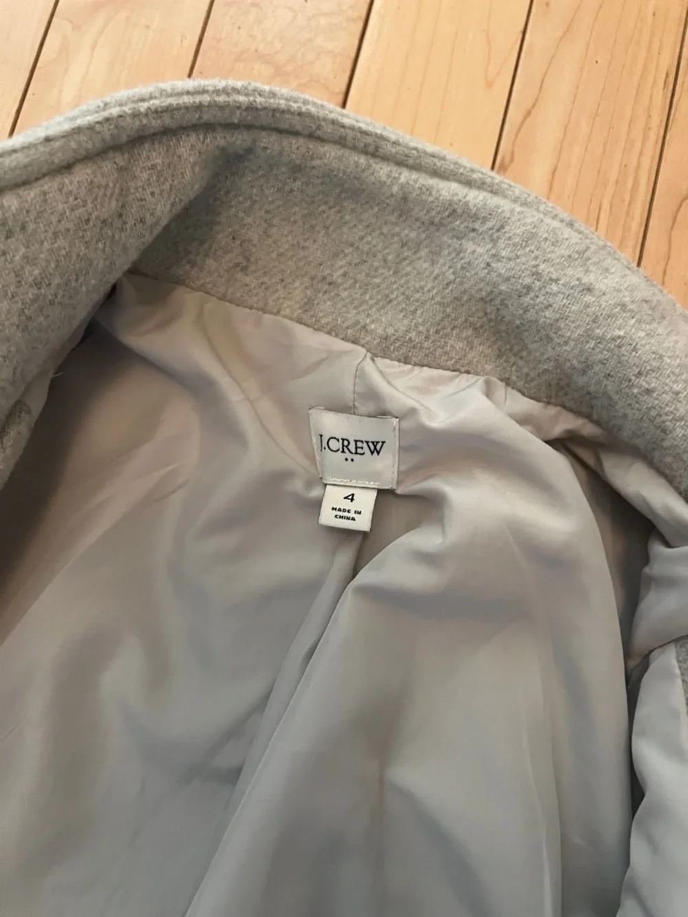 J. Crew Size 4 City Coat Light Gray Wool-Blend Stand Collar - Picture 4 of 6